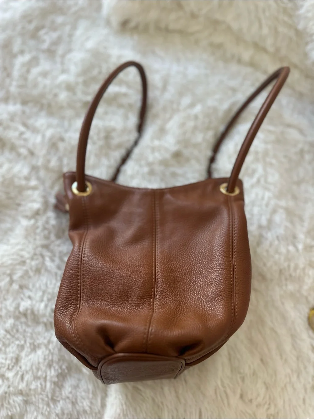 Michael Kors Astor Brown Pebbled Leather Shoulder Tote Bag - Picture 7 of 11